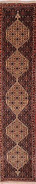 Persian Sanandaj Black Runner 6 to 9 ft Wool Carpet 18166