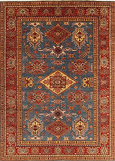 Pakistani Kazak Blue Rectangle 7x9 ft Wool Carpet 18968