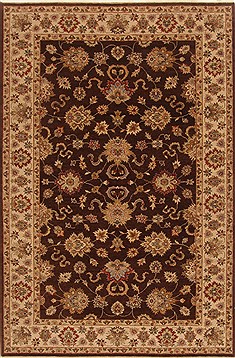 Indian Agra Brown Rectangle 6x9 ft Wool Carpet 19033