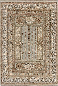 Indian Serapi Grey Rectangle 6x9 ft Wool Carpet 19042