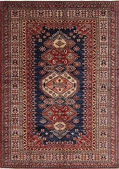 Pakistani Kazak Blue Rectangle 7x10 ft Wool Carpet 19049