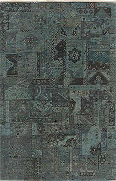 Patchwork Multicolor Hand Knotted 5'10" X 9'1"  Area Rug 250-19100