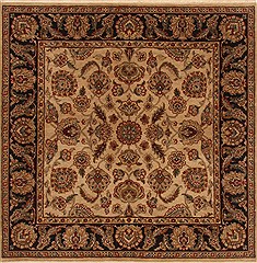 Indian Agra Beige Square 5 to 6 ft Wool Carpet 19102