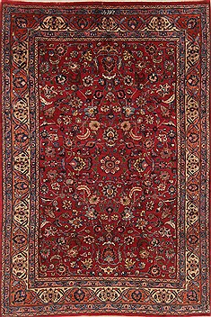 Persian Mashad Red Rectangle 7x10 ft Wool Carpet 19271