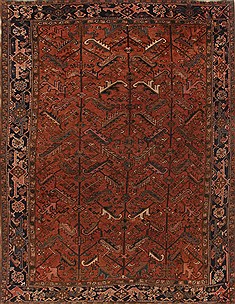 Persian Heriz Brown Rectangle 8x10 ft Wool Carpet 19278