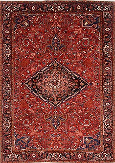 Persian Heriz Red Rectangle 7x10 ft Wool Carpet 19286