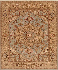 Indian Serapi Blue Rectangle 8x10 ft Wool Carpet 19344