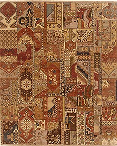 Indian Patchwork Multicolor Rectangle 8x10 ft Wool Carpet 19347