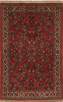 Persian sarouk Purple Rectangle 5x7 ft Wool Carpet 19362
