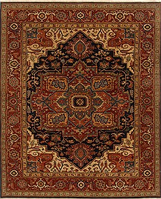 Indian Serapi Orange Rectangle 8x10 ft Wool Carpet 19393