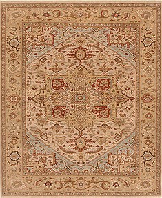 Indian Serapi Beige Rectangle 8x10 ft Wool Carpet 19399