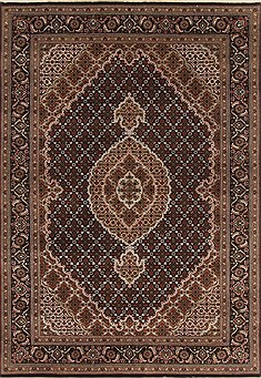 Indian Tabriz Black Rectangle 5x7 ft Wool Carpet 19417