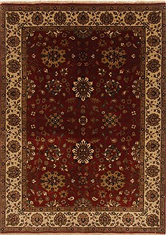 Indian Mashad Orange Rectangle 5x7 ft Wool Carpet 19422