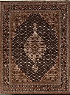 Indian Tabriz Black Rectangle 5x7 ft Wool Carpet 19426