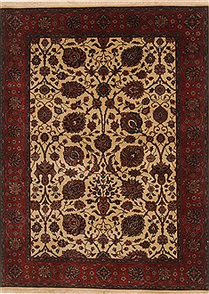 Indian Tabriz Red Rectangle 5x7 ft Wool Carpet 19429
