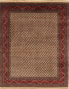 Indian Mashad Red Rectangle 5x7 ft Wool Carpet 19430