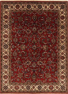 Indian Mashad Red Rectangle 5x7 ft Wool Carpet 19436