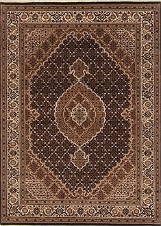 Indian Tabriz Black Rectangle 5x7 ft Wool Carpet 19440