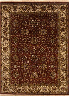 Indian Tabriz Orange Rectangle 5x7 ft Wool Carpet 19444