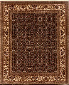 Indian Herati Black Rectangle 8x10 ft Wool Carpet 19489