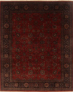 Indian Tabriz Red Rectangle 8x10 ft Wool Carpet 19496