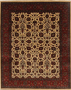 Indian Tabriz Beige Rectangle 8x10 ft Wool Carpet 19497