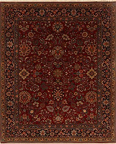 Indian Isfahan Red Rectangle 8x10 ft Wool Carpet 19504