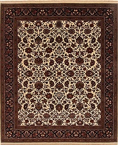 Indian Kashmar Beige Rectangle 8x10 ft Wool Carpet 19511