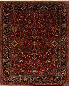 Indian sarouk Red Rectangle 8x10 ft Wool Carpet 19516