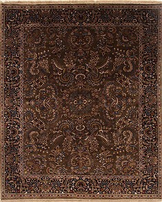 Indian sarouk Brown Rectangle 8x10 ft Wool Carpet 19547