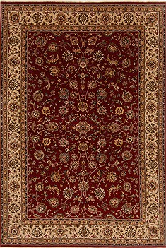Indian Isfahan Red Rectangle 7x10 ft Wool Carpet 19560