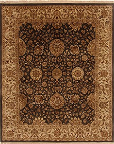 Indian Jaipur Black Rectangle 8x10 ft Wool Carpet 19568