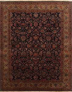 Indian Mashad Blue Rectangle 8x10 ft Wool Carpet 19588