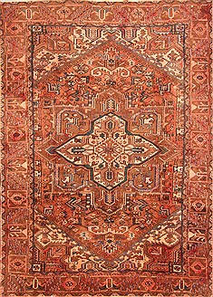 Heriz Red Hand Knotted 7'0" X 9'8"  Area Rug 100-19621