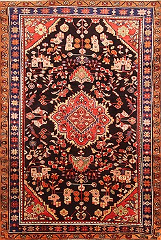 Afghan Heriz Black Rectangle 8x10 ft Wool Carpet 19640