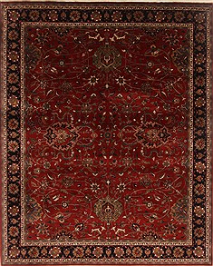 Indian Mashad Red Rectangle 8x10 ft Wool Carpet 19651