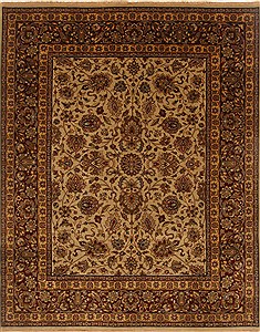 Indian Kashan Beige Rectangle 8x10 ft Wool Carpet 19663