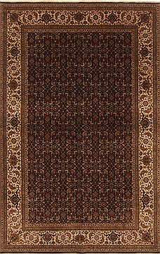 Indian Herati Black Rectangle 6x9 ft Wool Carpet 19715