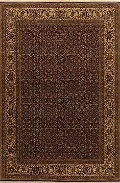 Indian Herati Black Rectangle 6x9 ft Wool Carpet 19726