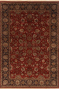 Indian Kashan Red Rectangle 6x9 ft Wool Carpet 19755