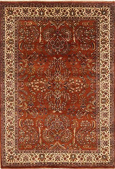 Indian sarouk Brown Rectangle 6x9 ft Wool Carpet 19758