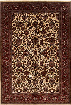 Indian Kashmar Beige Rectangle 6x9 ft Wool Carpet 19760
