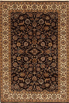 Indian Isfahan Brown Rectangle 6x9 ft Wool Carpet 19783