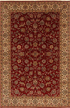 Indian Isfahan Red Rectangle 6x9 ft Wool Carpet 19792