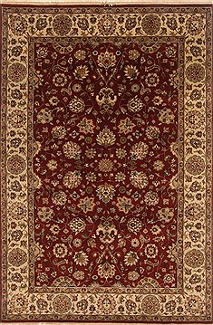 Indian Kashan Red Rectangle 6x9 ft Wool Carpet 19808