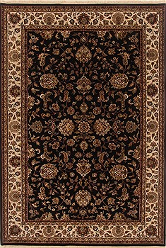Indian Tabriz Black Rectangle 6x9 ft Wool Carpet 19814