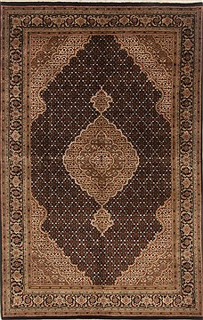 Indian Tabriz Black Rectangle 6x9 ft Wool Carpet 19816
