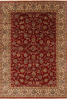 Indian Isfahan Red Rectangle 6x9 ft Wool Carpet 19830