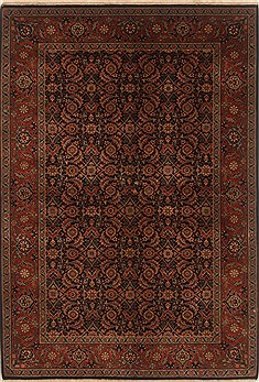 Indian Herati Black Rectangle 4x6 ft Wool Carpet 19850