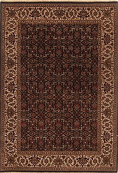 Indian Herati Black Rectangle 4x6 ft Wool Carpet 19867